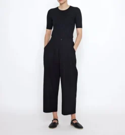 Mid Sleeves Ribbed Fine Knit