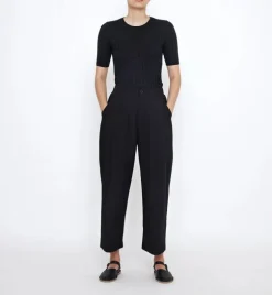 Mid Sleeves Ribbed Fine Knit